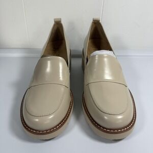 Naturalizer Shoes Womens Size 7.5 W Beige Leather Loafer Platform Comfort